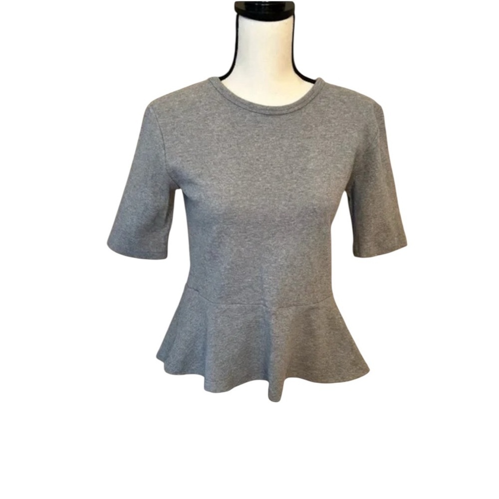 GAP Gray Peplum Jersey 100% Cotton Top Blouse with 3/4‎ Sleeves Career Size M